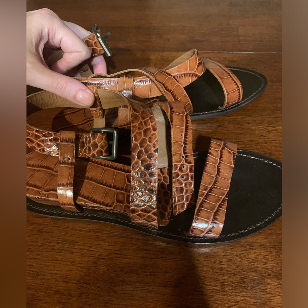 Brand new croco like design size 7 sandals from brand name designer Delman.Must!